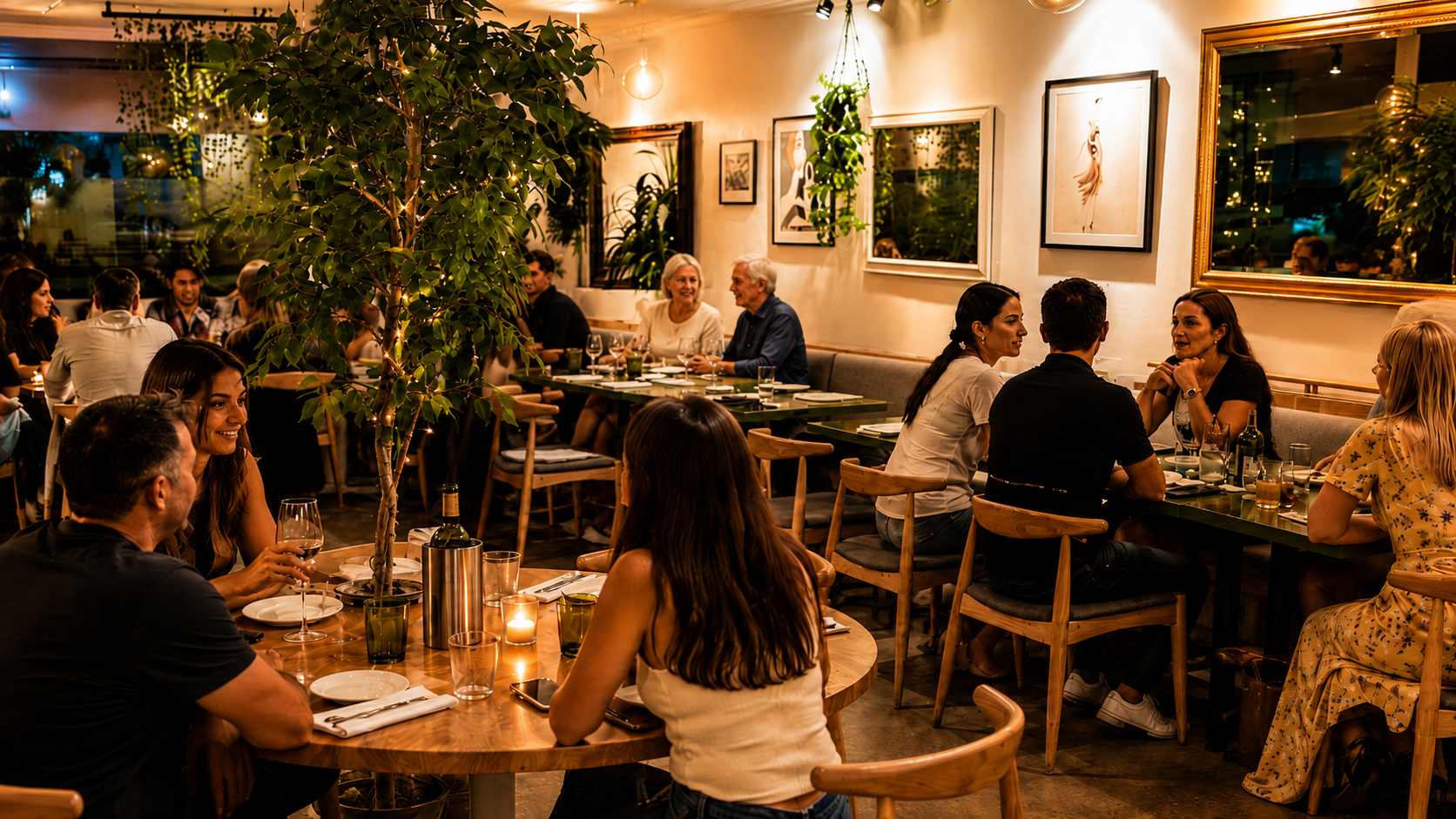 IL Nido dining room in Sherman Oaks — guests enjoying dinner in a warm candlelit space