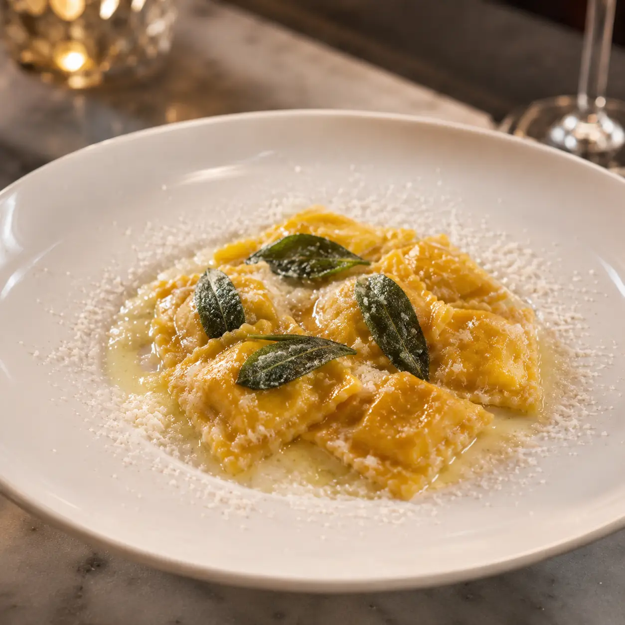 Butternut squash ravioli at IL Nido Sherman Oaks