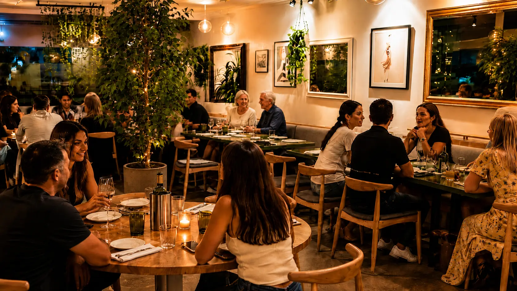The candlelit IL Nido dining room in Sherman Oaks, set for a private event